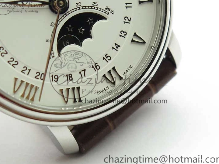 0302 Villeret 6654 SS Complicated Function OMF 1:1 Best Edition White Dial on Brown Leather Strap A6654 V Popular 7904